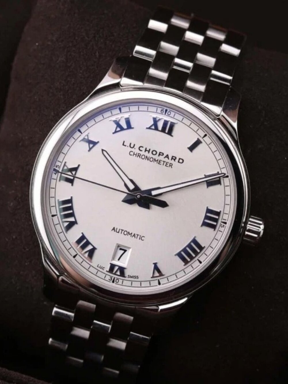 Chopard L.U.C Silver Date Automatic Silver Dial Men's Watch - 158558-3001